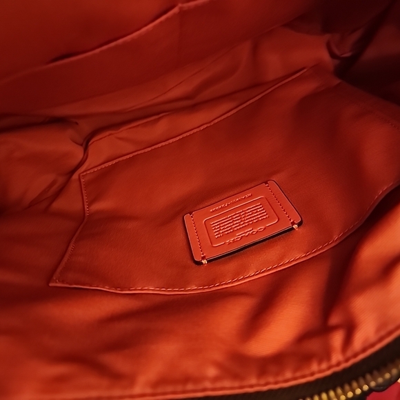 Coach Signiture Zip Brown & Coral Handbag - Picture 11 of 11
